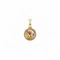 Large 14ct Gold Bezel Pendant with Amethyst/CZ