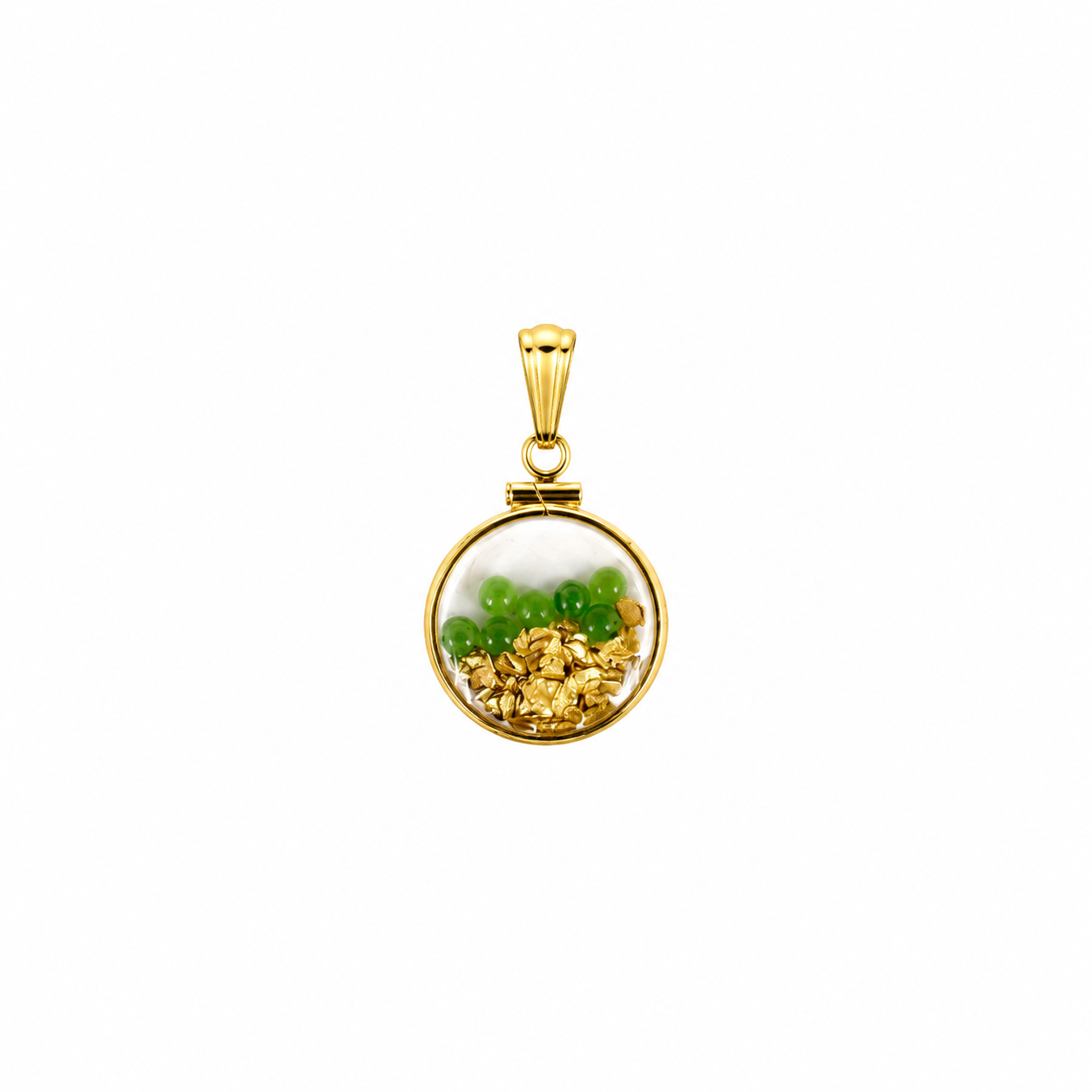 Extra Large 14ct Gold Bezel Pendant with Pounamu Pieces