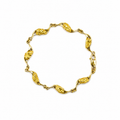 14kt Natural Gold Nugget Wave Link Bracelet - 19cm