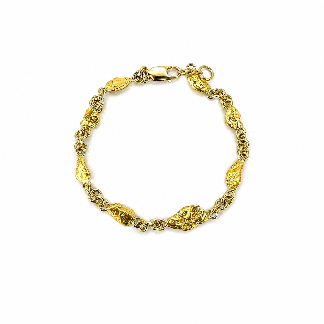 14kt Natural Gold Nugget Bracelet - 21cm