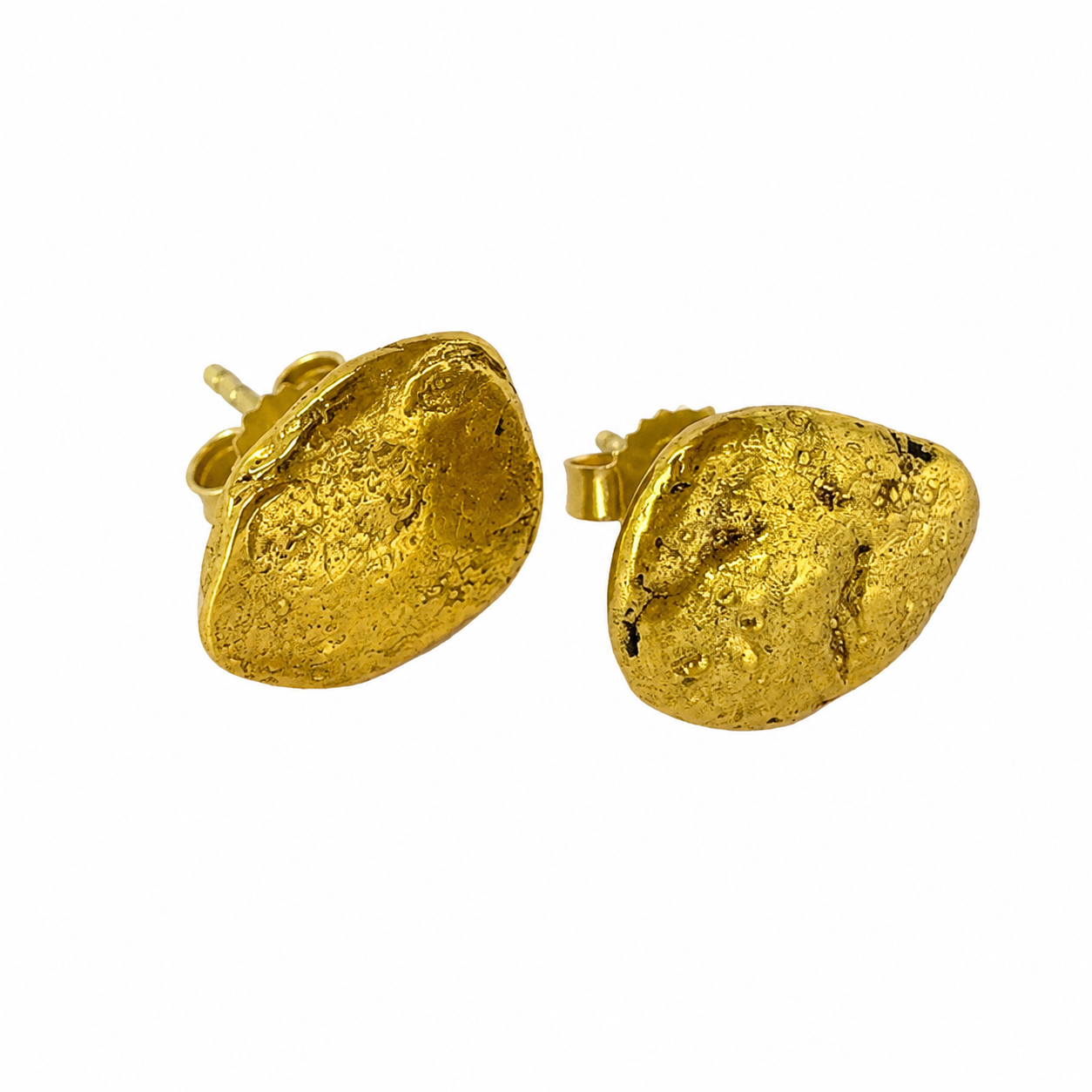 23kt Natural Gold Nugget Studs