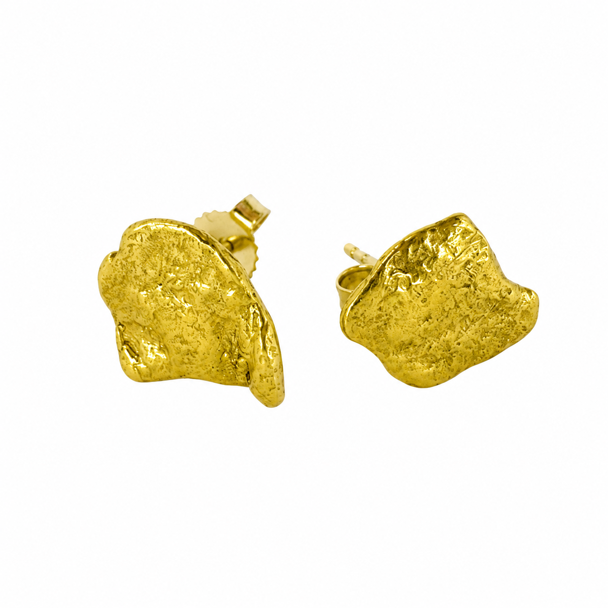 23kt Natural Gold Nugget Studs