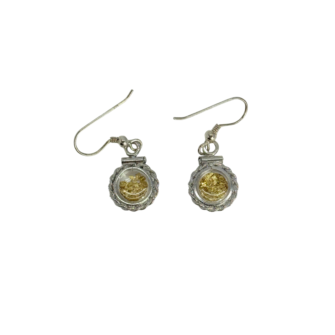 Sterling Silver Rope Bezel Earrings