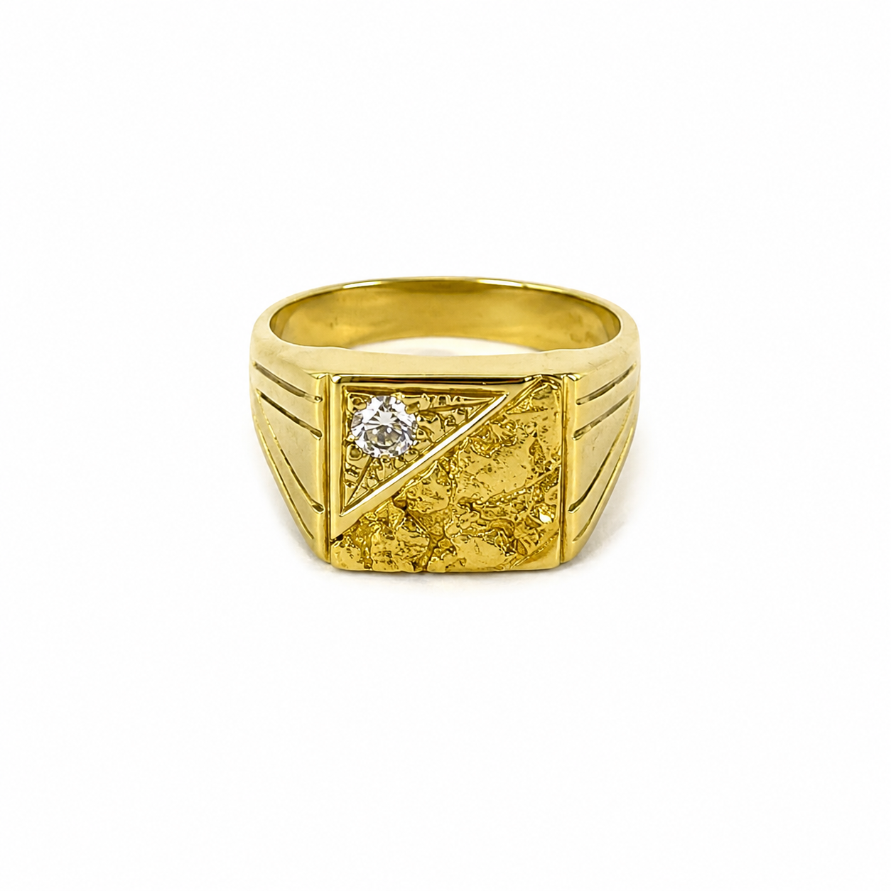 14kt Mens Ring - 23kt Natural Gold Nugget with 0.25ct Diamond - X.5