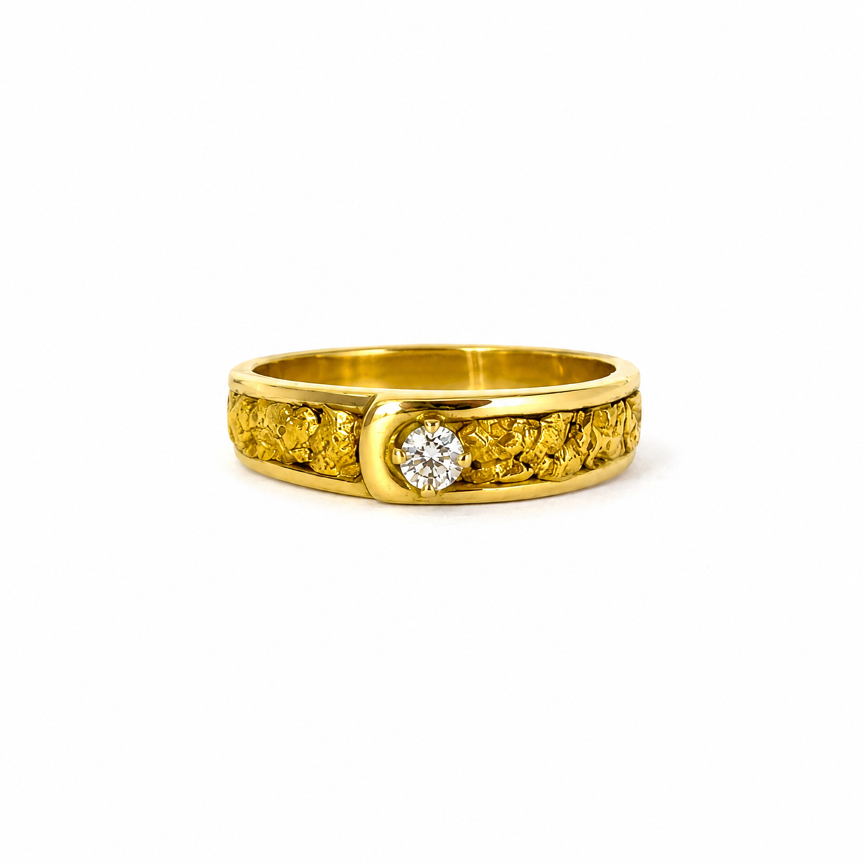 18kt Ladie's Ring - 23kt Natural Gold Nugget with 0.5ct Diamond - O.5