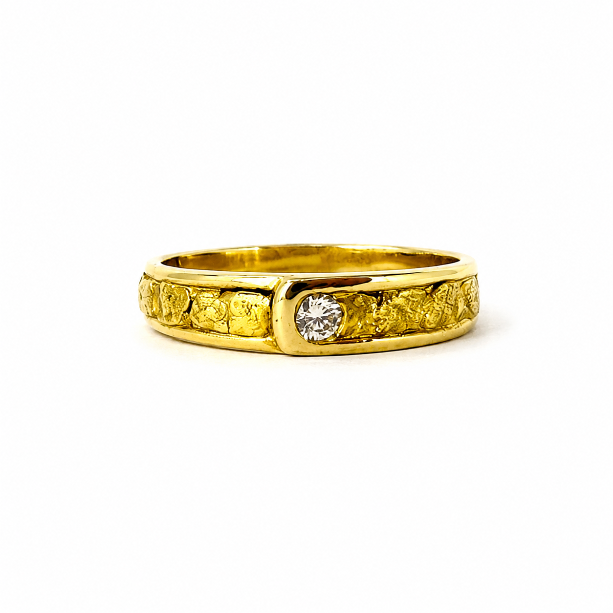 18kt Mens Ring - 23kt Natural Gold Nugget with 0.09ct Diamond - V.5